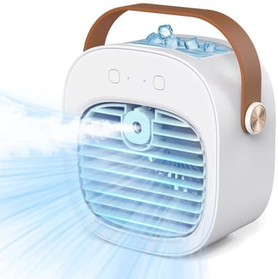 Mini draagbare airconditioner - Stille werking, 4000mAh batterij - Drie ventilatorsnelheden - Batterijduur van 5-10 uur - Geschikt voor kantoren, woningen, slaapkamers en op reis - Wit