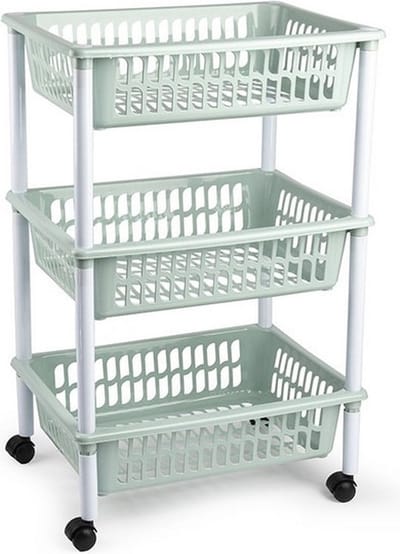 Plasticforte keukentrolley/badkamer trolley - op wieltjes - 3-laags - mintgroen - kunststof - 40 x 30 x 61,5 cm