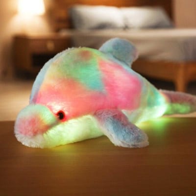 1 st 30 /45cm Cartoon Regenboog Gloeiende Dolfijn Pluche Speelgoed Mooie Lichtgevende Dier Dolfijn Kussen Gevulde Poppen Kinderen Verlichting Cadeau 45cm