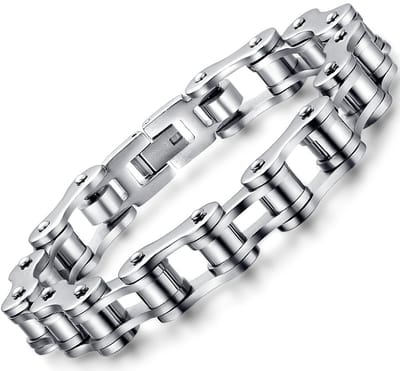 Schakelketting, herenarmband, rock band, armband, zilver