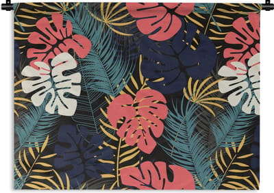 Wandkleed - Wanddoek - Flora - Goud - Patronen - Hawaii - Tropisch - 60x45 cm - Wandtapijt
