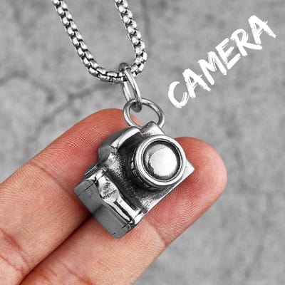 SLR Camera Roestvrij Staal Heren Kettingen Hangers Ketting Punk Trendy voor Vriend Mannelijke Sieraden Creativiteit Cadeau Groothandel Without Chains brown