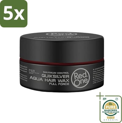 5 x Red One - Haarwax - Quicksilver - Aqua Hair Wax - Voor Sterke Hold & Glans - 150 ml - Grootverpakking - Haarwax - Hold - Glans - Waterbasis - Restyling