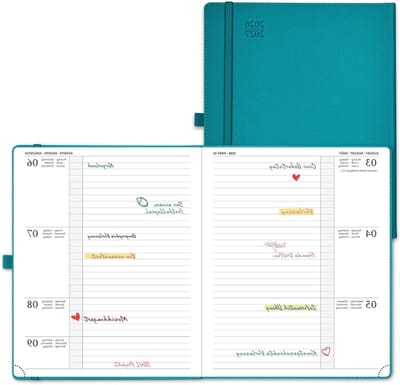 Agenda 2026-2027 - Wochenplaner Notitieboek - Afspraken Plannen - Horizontale Weekindeling - 26.5x21.5cm - Pacificgroen