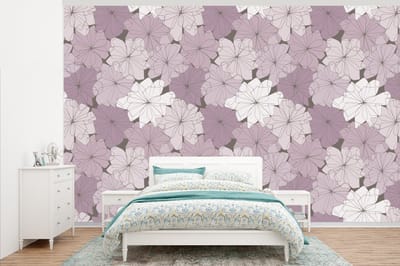 Behang - Fotobehang Patroon - Bloemen - Minimalisme - Breedte 345 cm x hoogte 220 cm
