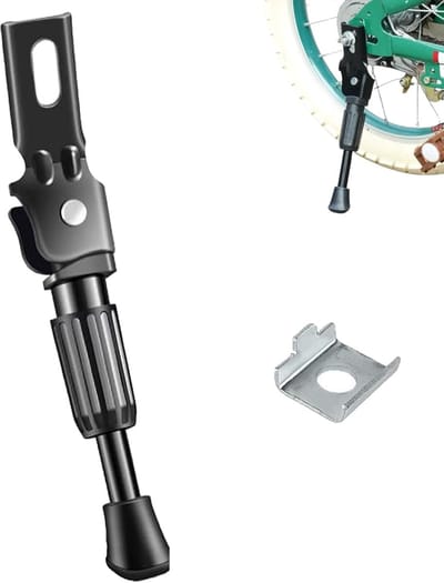 Famanu - Verstelbare kinderfietsstandaard 12 inch, antislip aluminium zijstandaard – Zwart