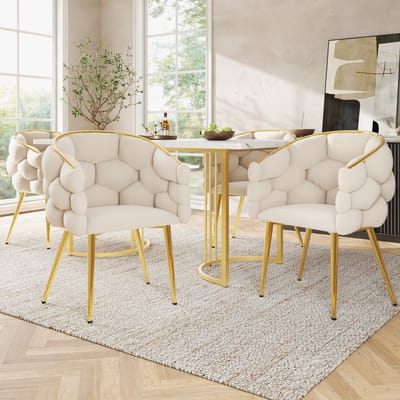MIVRAY Eetkamerstoel 44 x 41 x 74 cm - Ergonomisch Met Zacht Zitkussen - Voor Eetkamer En Kaptafel - Fluweel Beige