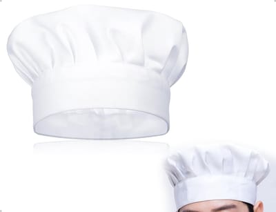 Dailygoods- Kokshoed Professioneel - Verstelbaar Hoofddeksel - Uniseks Chef-kok - Duurzaam Polyester - 21 cm Hoog - Voorkomt Haar in Voedsel - Chefhoed