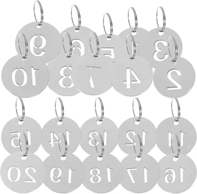 Stalen Sleutellabels - Nummertags met Ring - Item Identificatie - Roestvrij Staal - 1-200 - Zilver