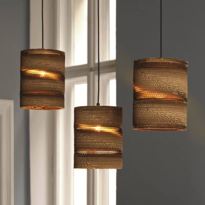 OSRAM hanglamp 3-lamps Decor Karton Cilinder bruin van golfkarton, E27, 830 mm lengte, lampenkap van gerecycled materiaal, duurzaam dankzij vervangbare lichtbron, eenvoudig te installeren