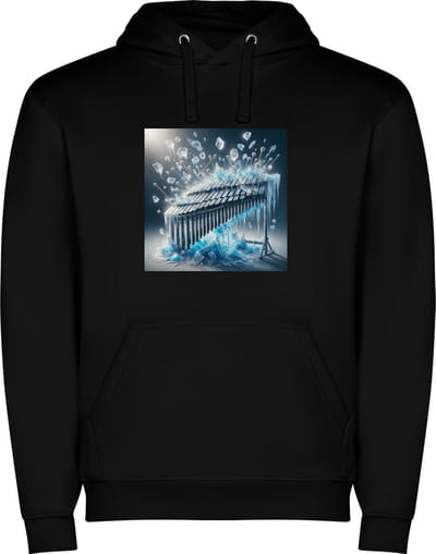 Zwarte unisex hoodie met “ Kleurrijke Xylofoon – Muziekinstrument – Muziek – Feest “ Print Full Color Color merk Roly maat S