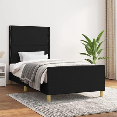Bedframe met hoofdeinde - Slaapkamer meubel - Rustgevende slaap - Verstelbaar hoofdeinde - 80x200 cm - Zwart