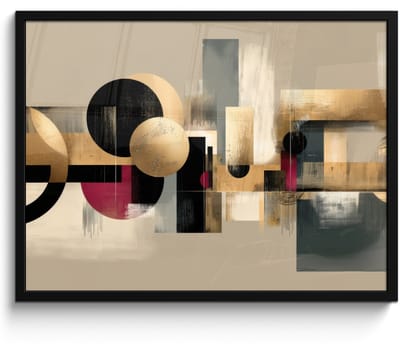 Poster in lijst - Fotolijst 80x60 cm - Posters - Abstract - Vormen - Beige - Texturen - Posterlijst zwart - Decoratie - Wanddecoratie woonkamer - Muurdecoratie slaapkamer