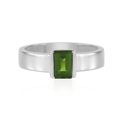 Cavill - Zilveren ring - 925 sterling zilver - 0,935 ct Russische Diopsied - luxe, elegante achthoekige groen edelsteen ring met platina plating