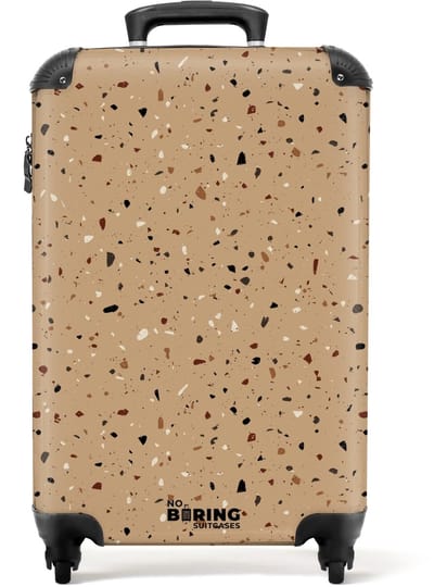 NoBoringSuitcases.com - Koffer - Terrazzo patroon veelkleurig beige - Past binnen 55x40x20 cm en 55x35x25 cm - Trolley handbagage - Valiezen met wieltjes volwassenen - Reiskoffer op wielen - Rolkoffer lichtgewicht
