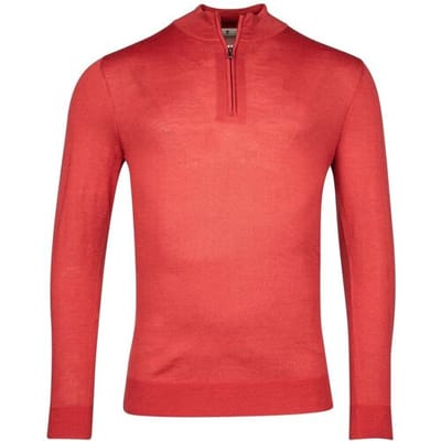 Thomas Maine Trui Skipper Half Zip Single Knit Fine Merino Coral / male