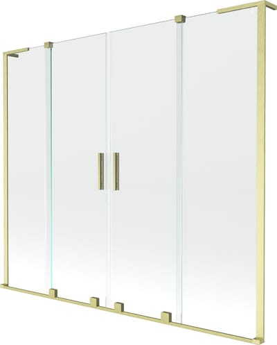 Mexen Velar L Duo badwand 2-delige schuif 170 x 150 , transparant, goud geborsteld - 896-170-003-02-55