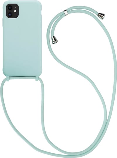 ShieldCase Hoesje met Koord geschikt voor Apple iPhone 11 hoesje met koord - Telefoonketting cover - Magic Mint - Lichtblauw / Blauw