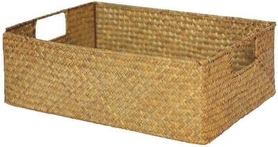 Handgemaakte Opbergmand van Zeewier voor Thuis, Keuken en Kantoor - Woven Opbergdoos met Handvat 30 * 20 * 10CM, Duurzaam en Stijlvol Opslagmateriaal