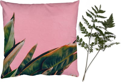 Sierkussens - Kussentjes Woonkamer - 40x40 cm - Planten - Bladeren - Vrouwentong - Roze - Tropisch