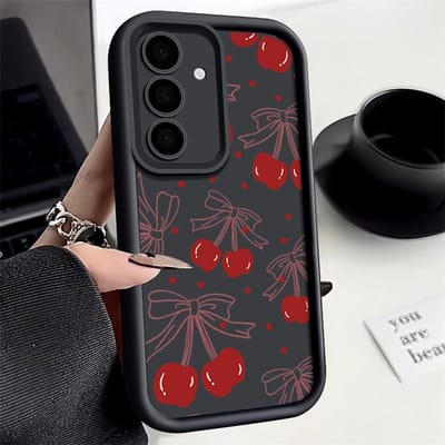 Coque de Téléphone Cerise Pour Samsung Galaxy S25 S24 Ultra S23 S22 Plus S21 S20 FE A15 A16 A25 A26 A34 A35 A36 A54 A55 A56 5G Capa Coque Galaxy A56