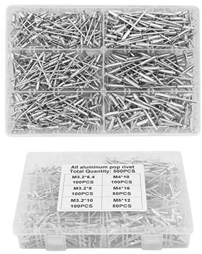 Pop Klinknagels Assortiment - 500 Stuks Aluminium Klinknagels voor Metaal, Hout en Kunststof