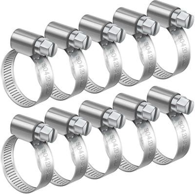 Dailygoods - Bolatus 20-32 mm verstelbare slangklemmen, 10 stuks roestvrijstalen wormaandrijvingsklemmen voor het beveiligen van verbindingen thuis gaspijp, waterleiding en brandstofleiding