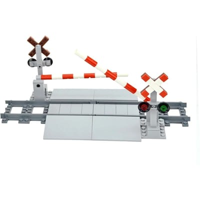 Bouwstenen Treinstation Perron Overkapping Seinlicht Gang Voetgangersbrug Scène Spoor Wegblokkade Paden Bakstenen Speelgoed