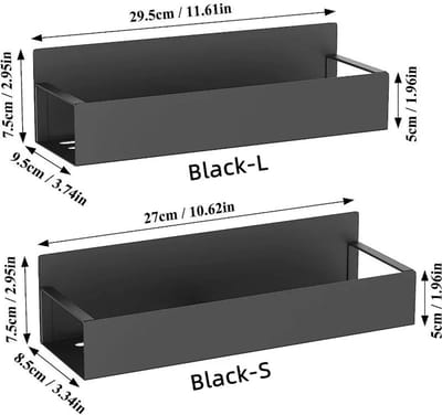 Golaro Kruidenrek - Magnetische Koelkastplank - Koelkast Zijplank - Huishoudelijke Keukenorganizer - 2 stuks - Zwart - Ijzer