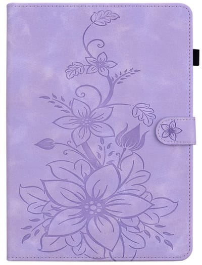 Luxe Bescherm-Etui Hoes Map geschikt voor Samsung Galaxy Tab S9 FE - S10 FE - 10.9" - Lelie - Paars