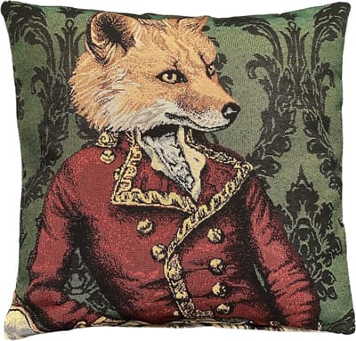 Kussenhoes - Luxe Gobelinstof - Vos in Elegante rode jas - 45 x 45 cm