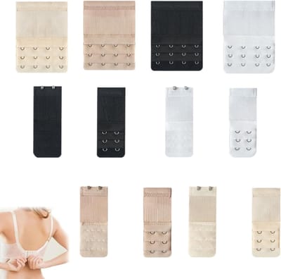 Set van 12 Bh Verlengingen – Verstelbare Bh Band Extenders in Wit, Beige, Huidskleur en Zwart – Ideaal voor Zwangerschap en Gewichtstoename, Comfortabel en Praktisch