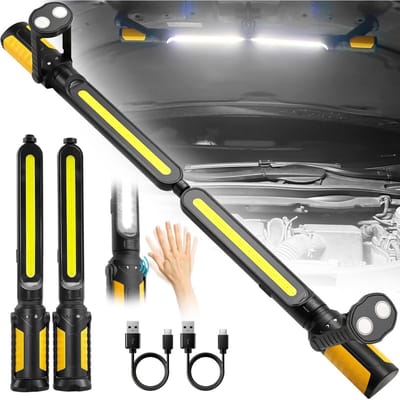 GELLDG LED-werklamp geschikt mechanische reparaties - Sensorgestuurd - 1400 lumen - 4400 mAh - Met haak en magnetische voet - Oplaadbare LED-spot - Automobielmechanisch gereedschap - Geschikt voor autoreparatie en werkplaatswerkzaamheden