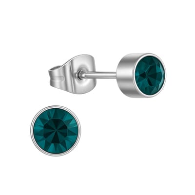 Aramat Jewels | Oorbellen | Turquoise kristal oorstekers – 4mm zilver RVS | | | |4mm | Staal | Kinderen, Volwassenen | Verkleurd niet