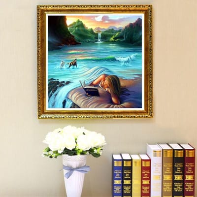 5D Diamond Painting Landschap Kruissteek Diamant Borduurpatronen Steentjes Diamant Mozaïek 30x30CM blue
