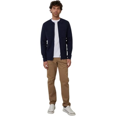 Threadbare Gebreid herenvest met ritssluiting aan de voorkant (Marine)