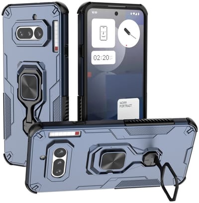 MobyDefend Hoesje - Geschikt voor Nothing Phone (4a) - Dubbelgelaagde Pantsercase Met Standaard - Blauw