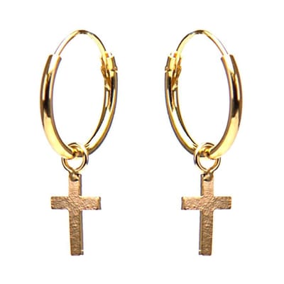 Karma 925 Sterling Zilveren Hoops Symbols Goudkleurige Faith Oorknoppen  - Goud