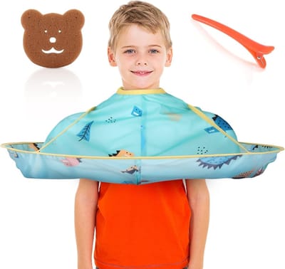 Kapperscape voor Kinderen met Blauw Dinosauruspatroon, Waterdicht en Praktisch voor Haarstyling, Ideaal voor Kappers en Thuisgebruik