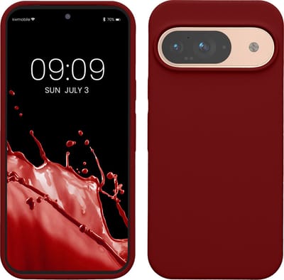 kwmobile hoesje geschikt voor Google Pixel 9 / Pixel 9 Pro case - Siliconen telefoonhoesje - Telefoon beschermhoes - Smartphone cover in rabarber rood