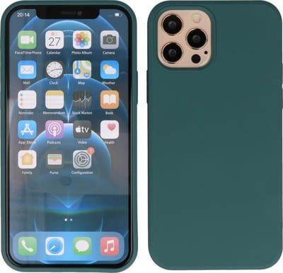 Hoesje Geschikt voor iPhone 12 Pro Max - 2.0mm Dikke Fashion Telefoonhoesje Backcover - Siliconen Hoesje - Army Green