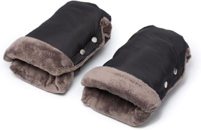 Kinderwagen Handmof - Wandelwagen Accessoire - Winterse Wandelingen - Waterafstotend Materiaal - 25x16cm - Zwart