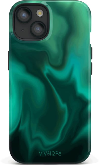 VivaLora Tough Telefoonhoesje iPhone 14 met MagSafe - Northern Lights Print - 2-in-1 Phone Case - Hard Case & Siliconen Backcover - Extra Bescherming - Shockproof Cover - Groen/Blauw
