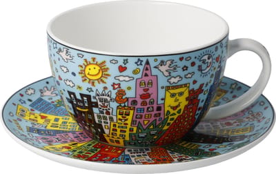 Goebel - James Rizzi | Kop en schotel Cappuccino My New York City Day | Porselein - 15cm - 250ml