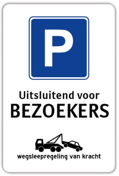 Bord uitsluitend voor Bezoekers - Weerbestendig Aluminium - 40x60 cm - Bevestiging: Zonder bevestiging (alleen het bord)