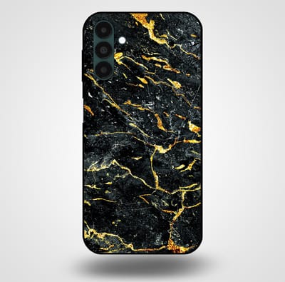 Smartphonica Telefoonhoesje voor Samsung Galaxy A04s met marmer opdruk - TPU backcover case marble design - Goud Zwart geschikt voor Samsung Galaxy A04s