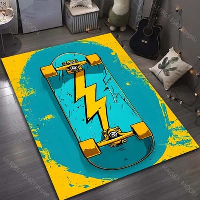 1 STuks Tekenideeën Skateboard Print Tapijt voor Woonkamer Slaapkamer Bank Deurmat Decor Bank Tafel Vloerkleed Antislip Vloermat 40x60cm (16x24in)