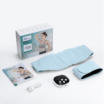 Ceinture Masseur de Taille Électrique Charge USB Vibration Compresse Chaude Pour Soulagement Douleur Bas du Dos Relaxation Musculaire Exercice Ventre bleu clair