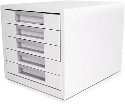 Bestandsrek Bureau - Dossier Organizer - Bureau Organiseren - Vijf Lagen - 25 x 34 x 27.5 cm - Wit