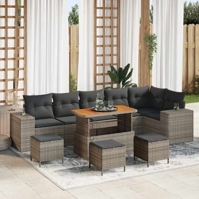 vidaXL - Tuinbank - Set - 10 - st - 6-Aantal - zitplaatsen - Grijs - poly - rattan